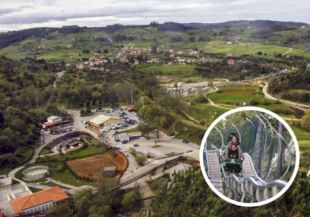 El tobogán saldrá desde esta altura, el lavadero de la antigua mina, y bajará hasta la entrada al parque, sin pasar por los recintos de los animales.