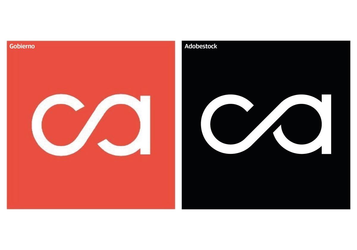 A la izquierda, el logo presentado por el Gobierno. A la derecha, el disponible en el banco de imágenes de Adobe Stock.