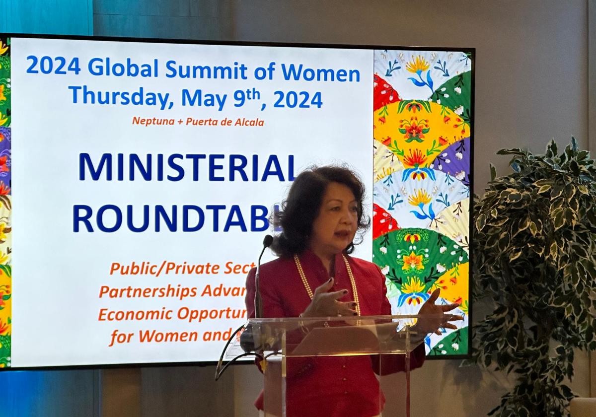 Irene Natividad, presidenta de la Global Summit of Women, ha inaugurado hoy la cumbre 2024 en Madrid