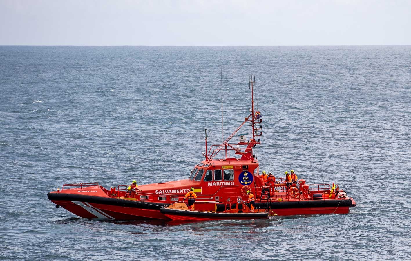 La lancha 'Salvamar' de Salvamento Marítimo que simuló tener un paciente a bordo con necesidad de asistencia médica.