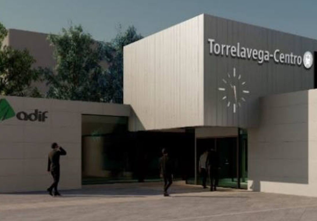 Infografía del futuro edificio de la estación de Torrelavega.