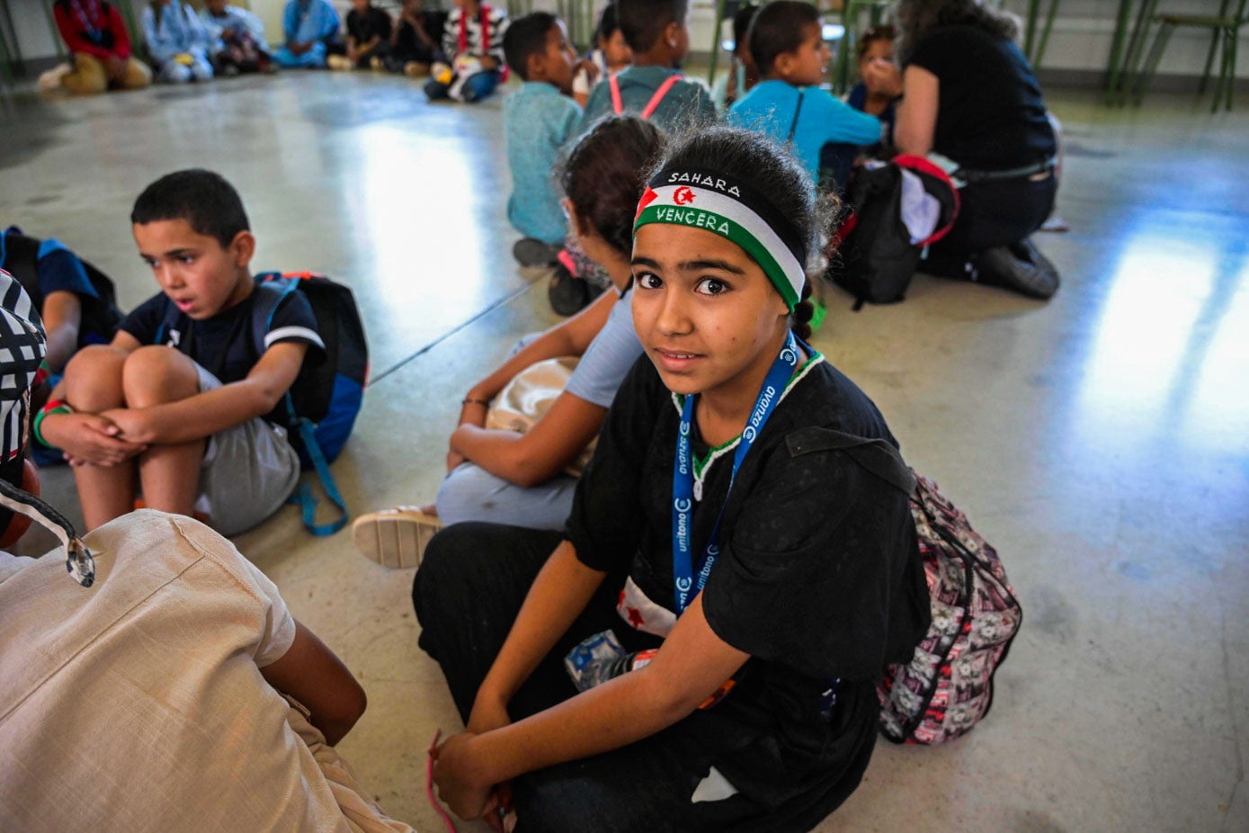 Un grupo de niños saharauis, a su llegada a Heras (Medio Cudeyo). 