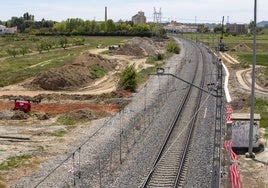 Obras de la línea de Alta Velocidad en las inmediaciones de Palencia.