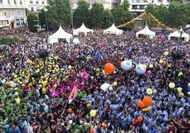 Imagen de la Plaza del Ayuntamiento del día del Chupinazo