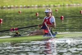 Virginia Díaz remará en la final B de los Juegos.