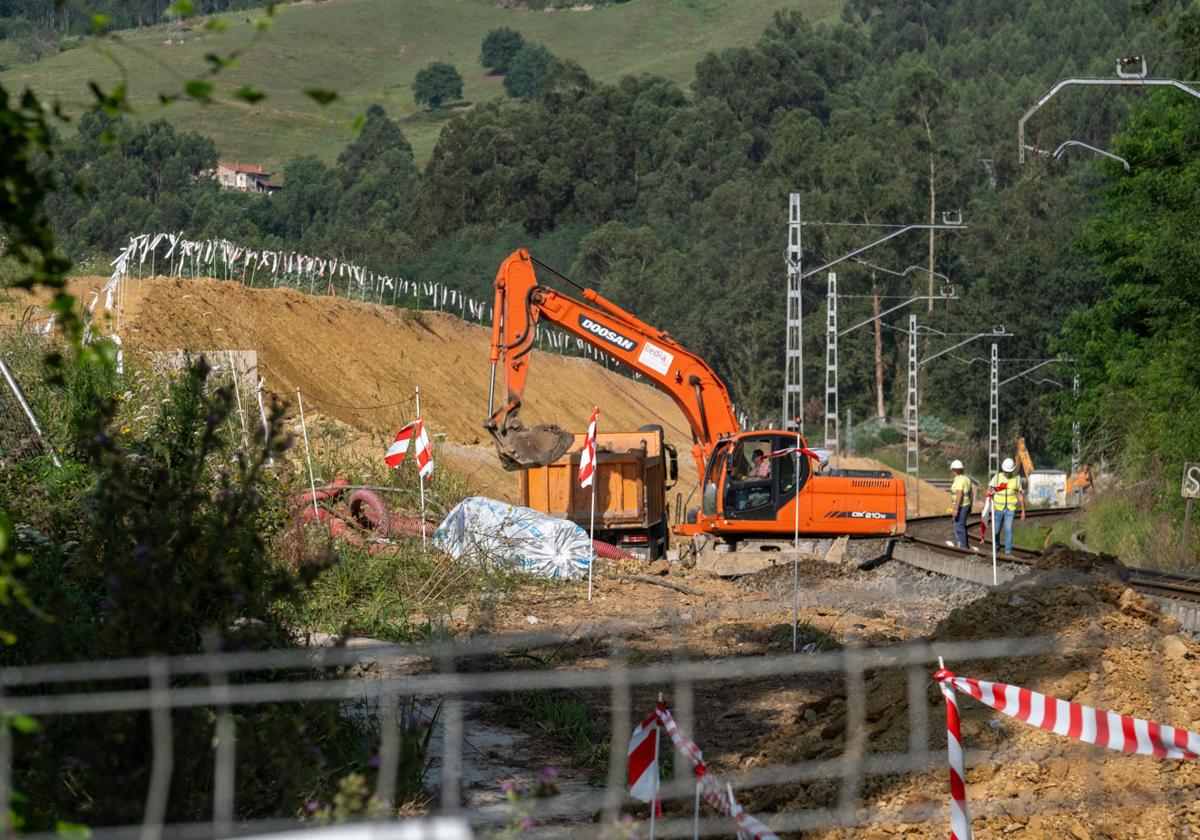 Las obras de la segunda vía entre Renedo y Guarnizo