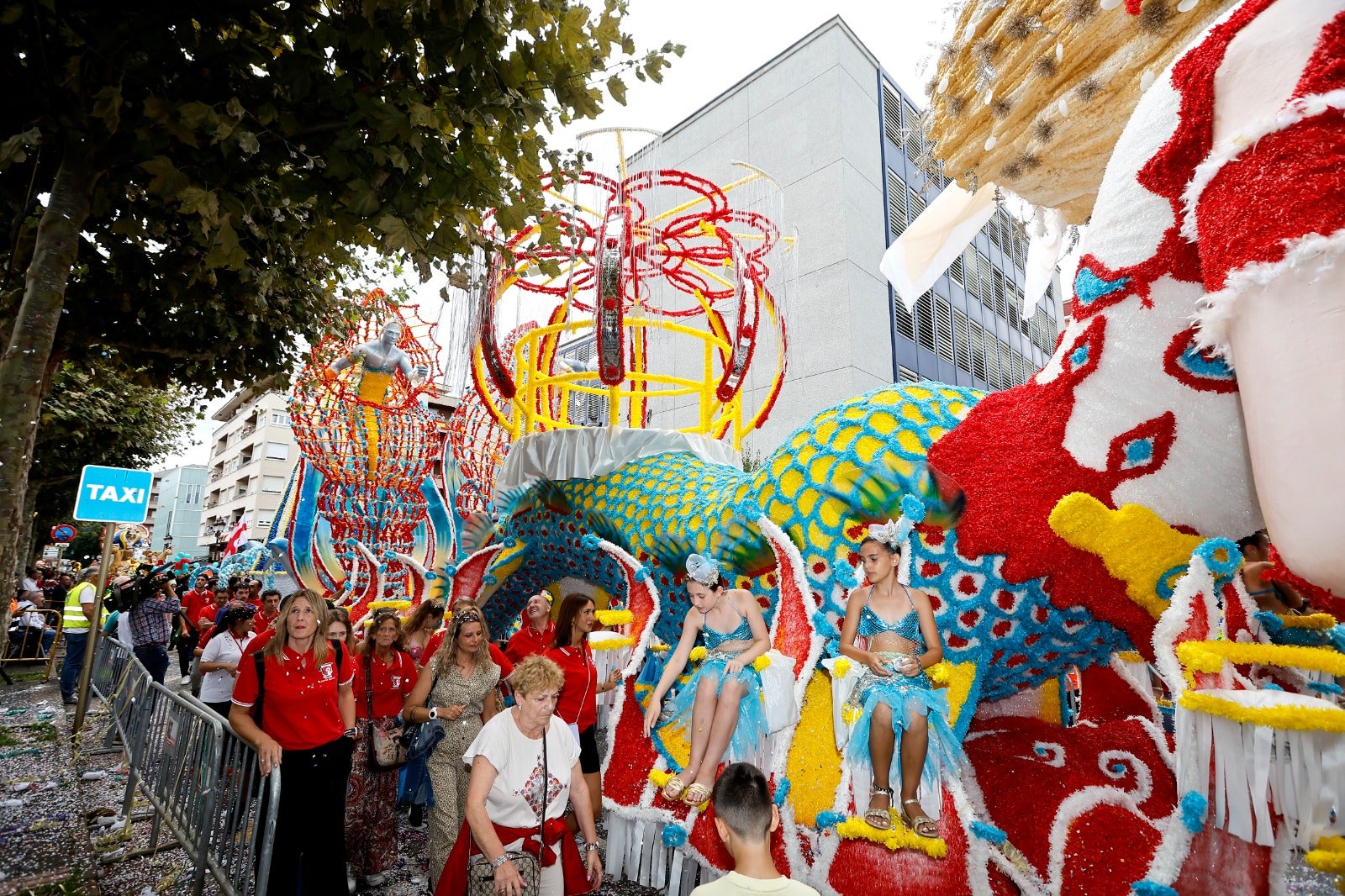 Detalle del costado de la segunda clasificada, Emerge, durante el desfile. 