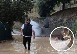 La tromba anegó las calles de Potes, colapsando la red de canalización de aguas pluviales.