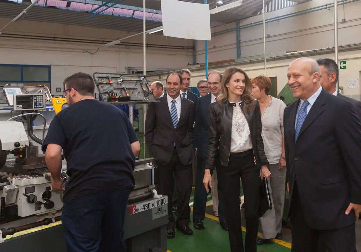 La reina Letizia, entonces princesa de Asturias, durante la visita que efectuó en 2013 al Centro Integrado de FP número uno de Santander.