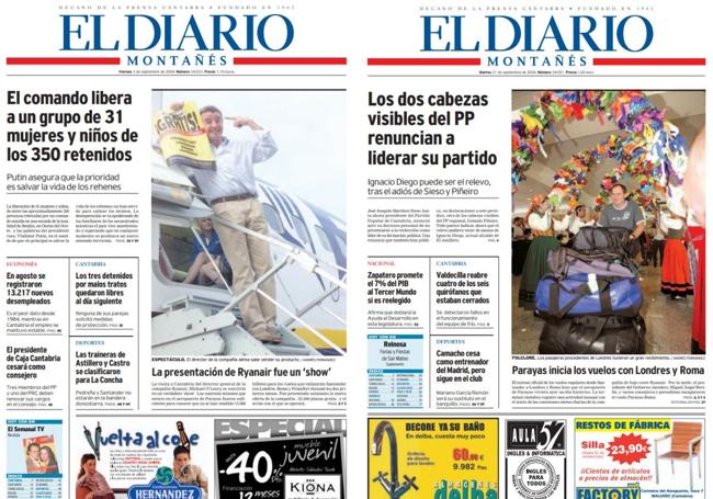 Portadas del 3 y 21 de septiembre de 2004.