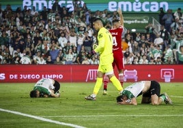 Andrés Martín y Aldasoro se lamentan en el césped de El Sardinero.