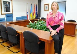 t Gloria Sierra, en el salón de plenos del Ayuntamiento de Entrambasaguas.