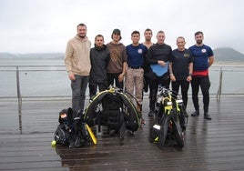 Equipo integrado por los arqueólogos subacuáticos del proyecto y por personal de la Unidad de Buceo de Ferrol de la Armada