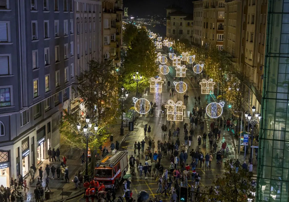 La calle Calvo Sotelo, el día del encendido de las luces de Navidad del año pasado.