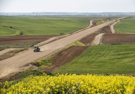 Obras del AVE, en uno de los tramos que se están ejecutando en la provincia de Palencia.