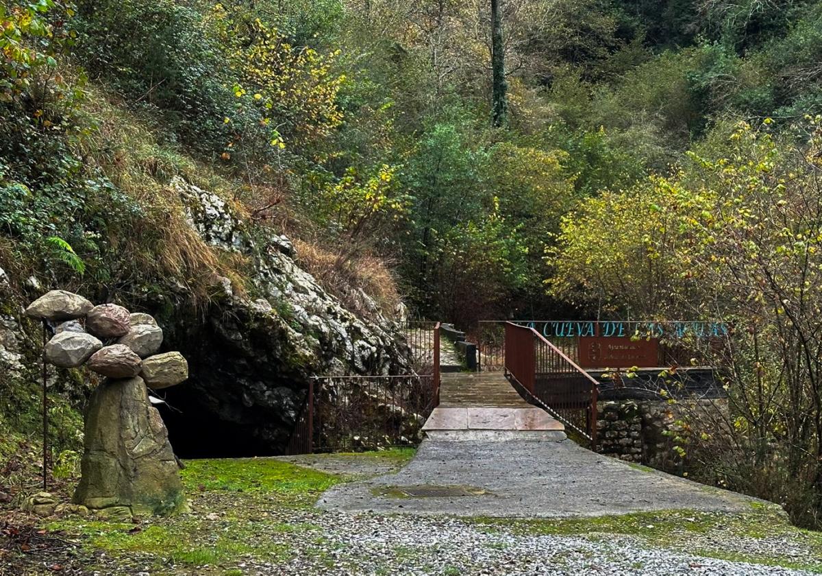 Acceso a la boca de la Cueva de las Aguas en el pueblo de Novales, en torno al arroyo de la Cigüenza, una zona poco conocida.