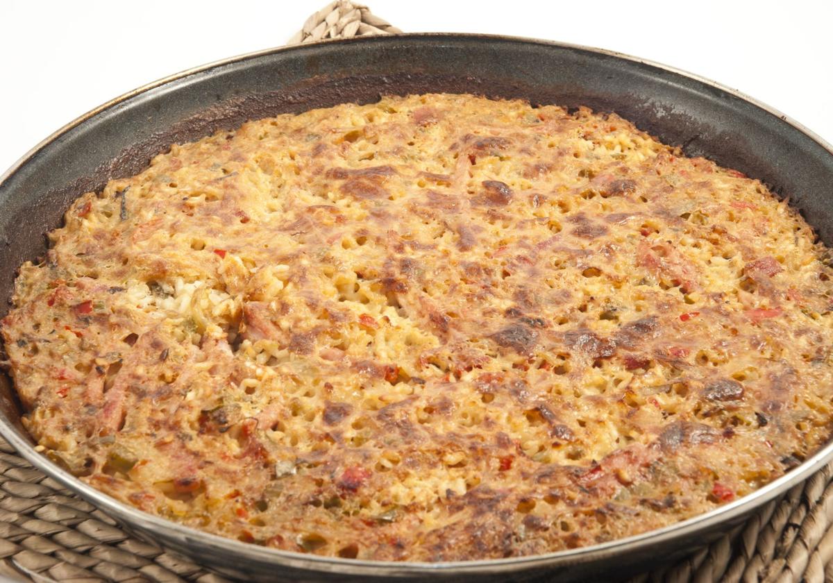 Presentación de arroz gratinado a la santanderina