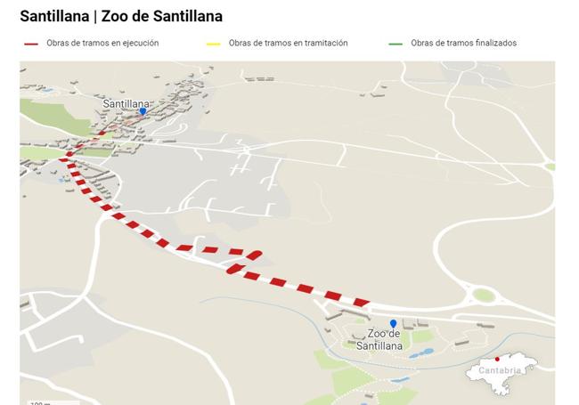 Restauración en el tramo Santillana del Mar al Zoo de Santillana. Importe: 1.472.191€. Duración: 17 meses.