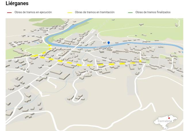 Vial para mejorar la salida de vehículos desde el centro de Liérganes. Importe: 275.766€. Duración: 4 meses.