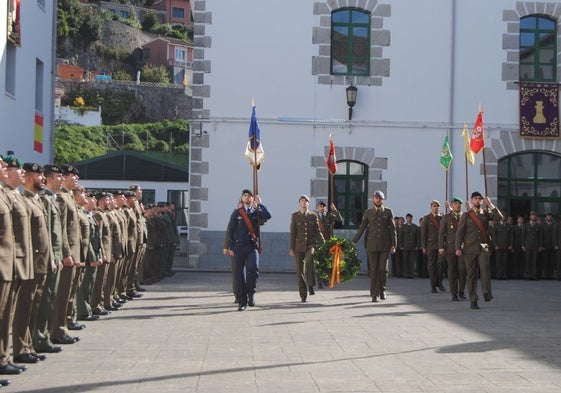 Un grupo de soldados durante la inauguración del curso del Patronato Militar el pasado curso.