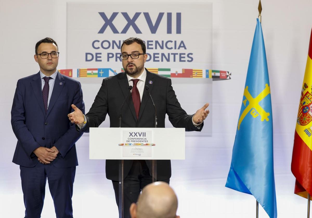 Adrián Barbón, presidente del Gobierno del Principado de sturias, comparece ante los medios tras la Conferencia de Presidentes.