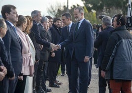 El Rey y Pedro Sánchez saludan a los presidentes autonómicos a su llegada a la cumbre celebrada en La Magdalena.