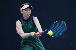 Cristina Bucsa, en pleno partido en Melbourne.