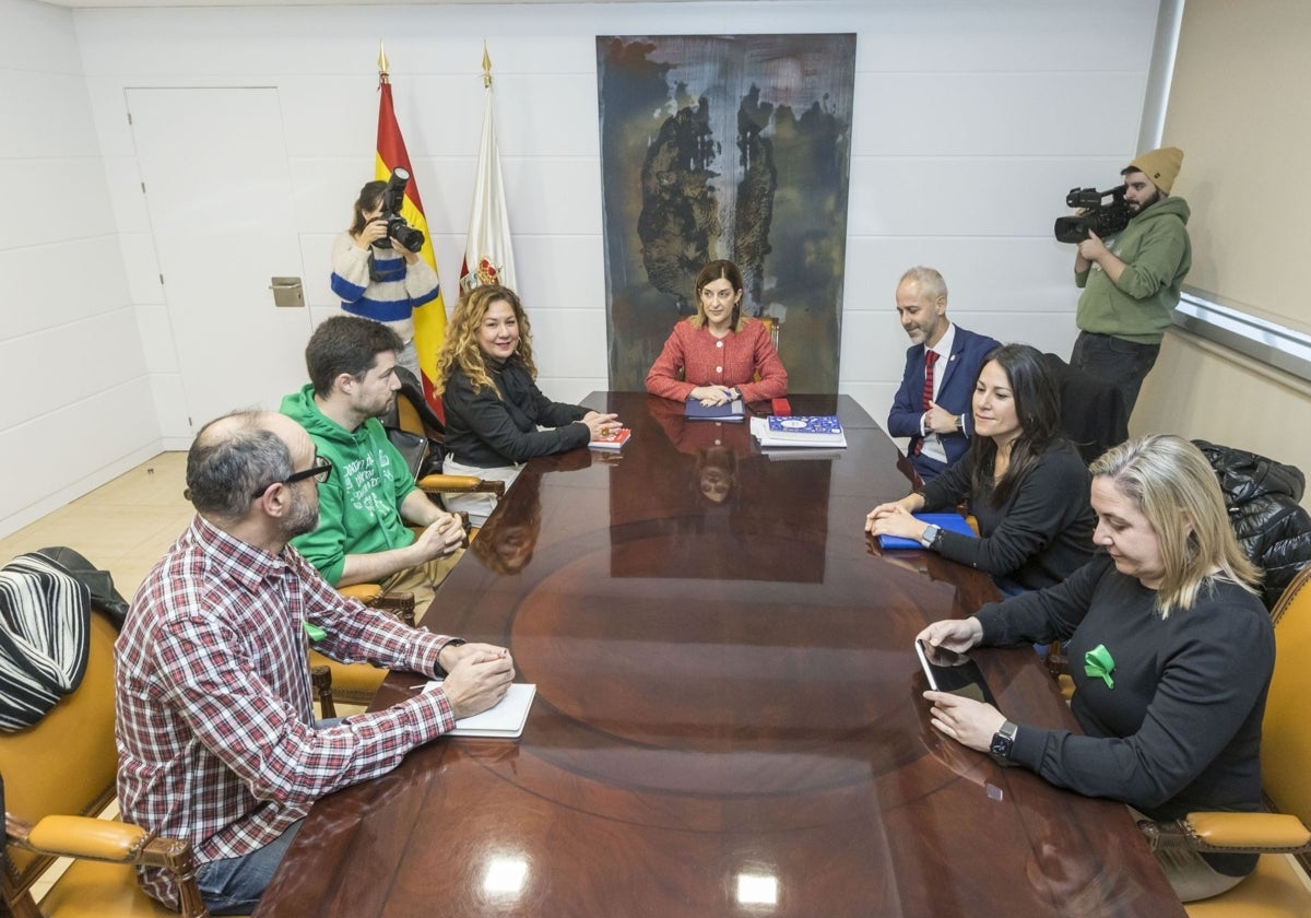 Imagen de la reunión presidida por María José Sáenz de Buruaga, la pasada semana, en la sede del Gobierno, en Santander.