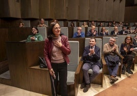 Conchi López, el pasado 14 de enero, cuando fue proclamada rectora electa tras conocerse los resultados de los comicios.