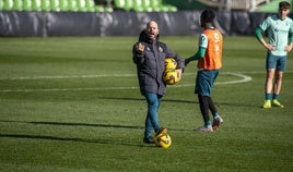 José Alberto López, el jueves durante el entrenamiento en los Campos de Sport.