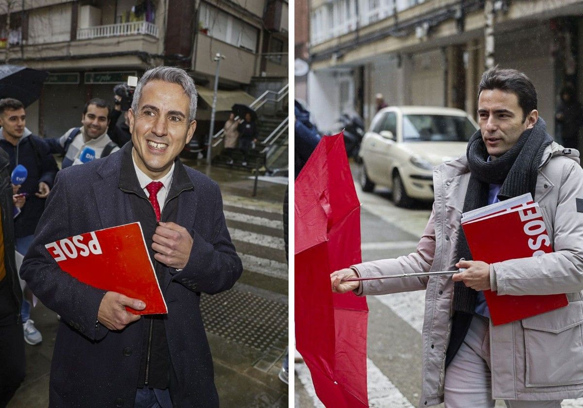 Zuloaga y Casares a su llegada a la sede del PSOE.