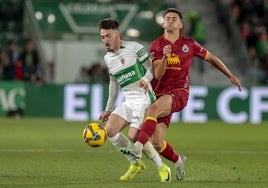 Mario García, durante el partido de ida en el Martínez Valero.