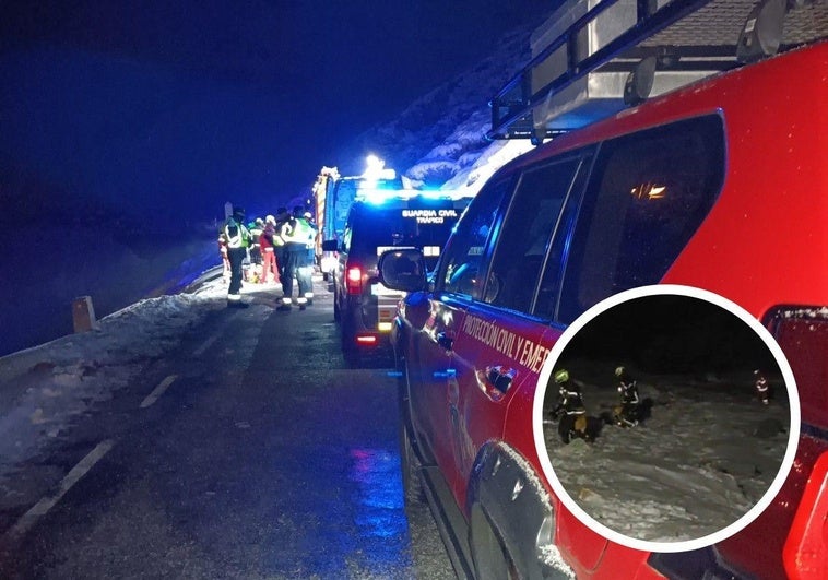 Foto de los efectivos de emergencias desplazados al lugar del accidente y vídeo grabado por los bomberos de Santander que participaron en el complicado rescate.