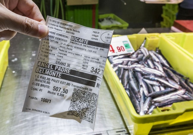 Bocartes descargados en el puerto de Santoña.