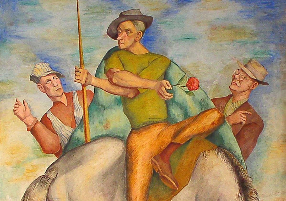 Uno de los seis murales de Quintanilla. 'Don Quixote In The Real World'.