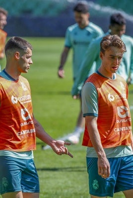 Mantilla y Javi Castro, durante una sesión de entrenamiento.