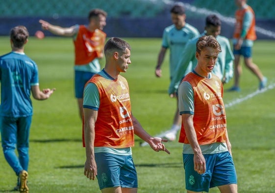 Mantilla y Javi Castro, durante una sesión de entrenamiento.