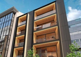 Recreación del edificio de viviendas que se levantará en el solar junto al Gobierno de Cantabria.