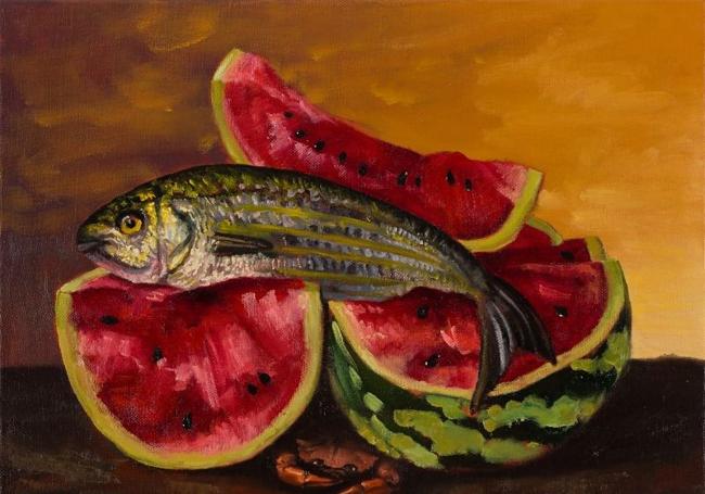 'Bodegón marinero con sandía' (2023) uno de los cuadros de Jorge Diezma