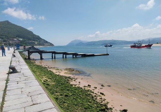 Estado que presenta la playa de San Martín, en Santoña, a la altura del embarcadero.