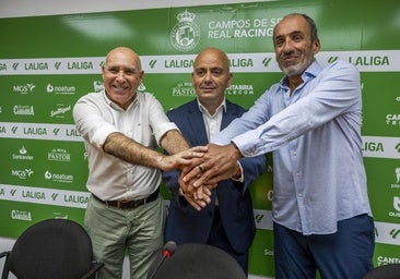 Manolo Higuera, Chema Aragón y Sebastián Ceria juntan sus manos durante la presentación de este lunes