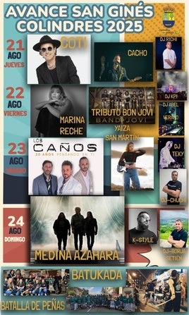 Cartel de conciertos con motivo de San Ginés en Colindres.