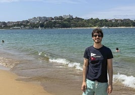 Pablo Alaña, este fin de semana en la playa de Somo.