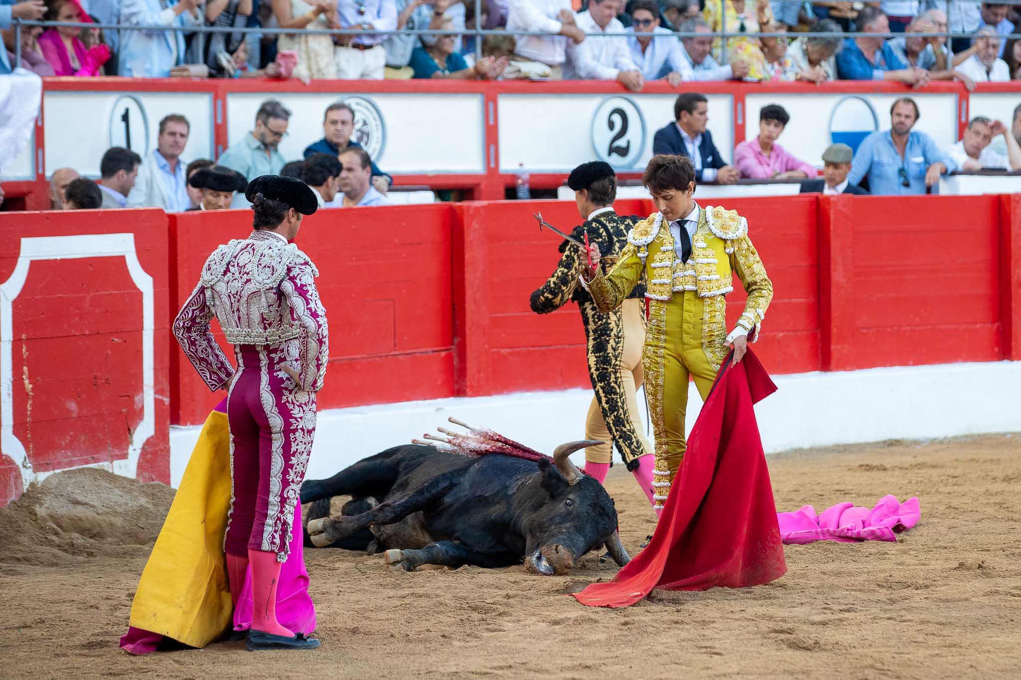Roca Rey tras estoquear a su último toro de la tarde.