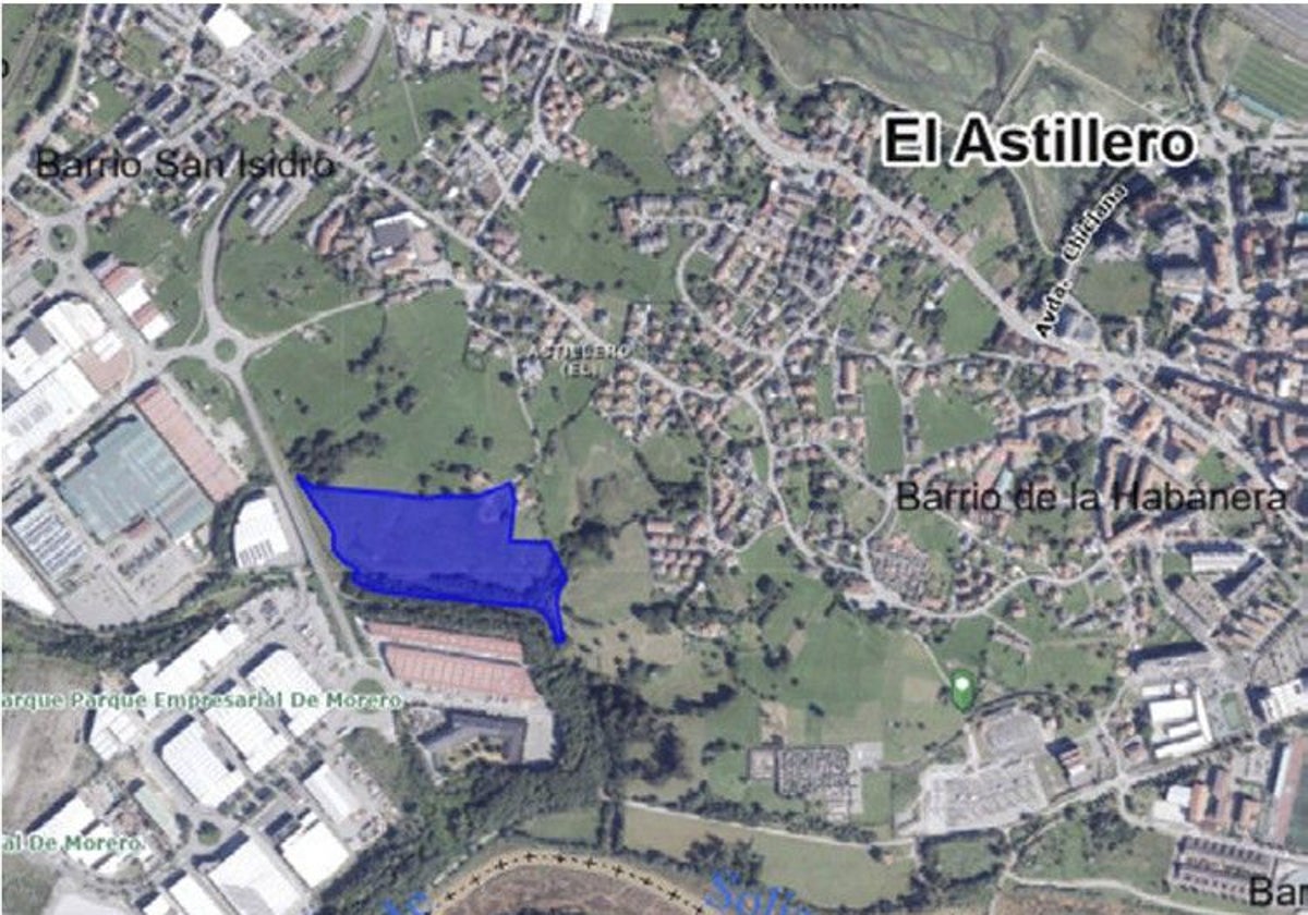 Parcela donde se ubicará el almacén de baterías de El Astillero, según el anuncio de este viernes en el BOC.