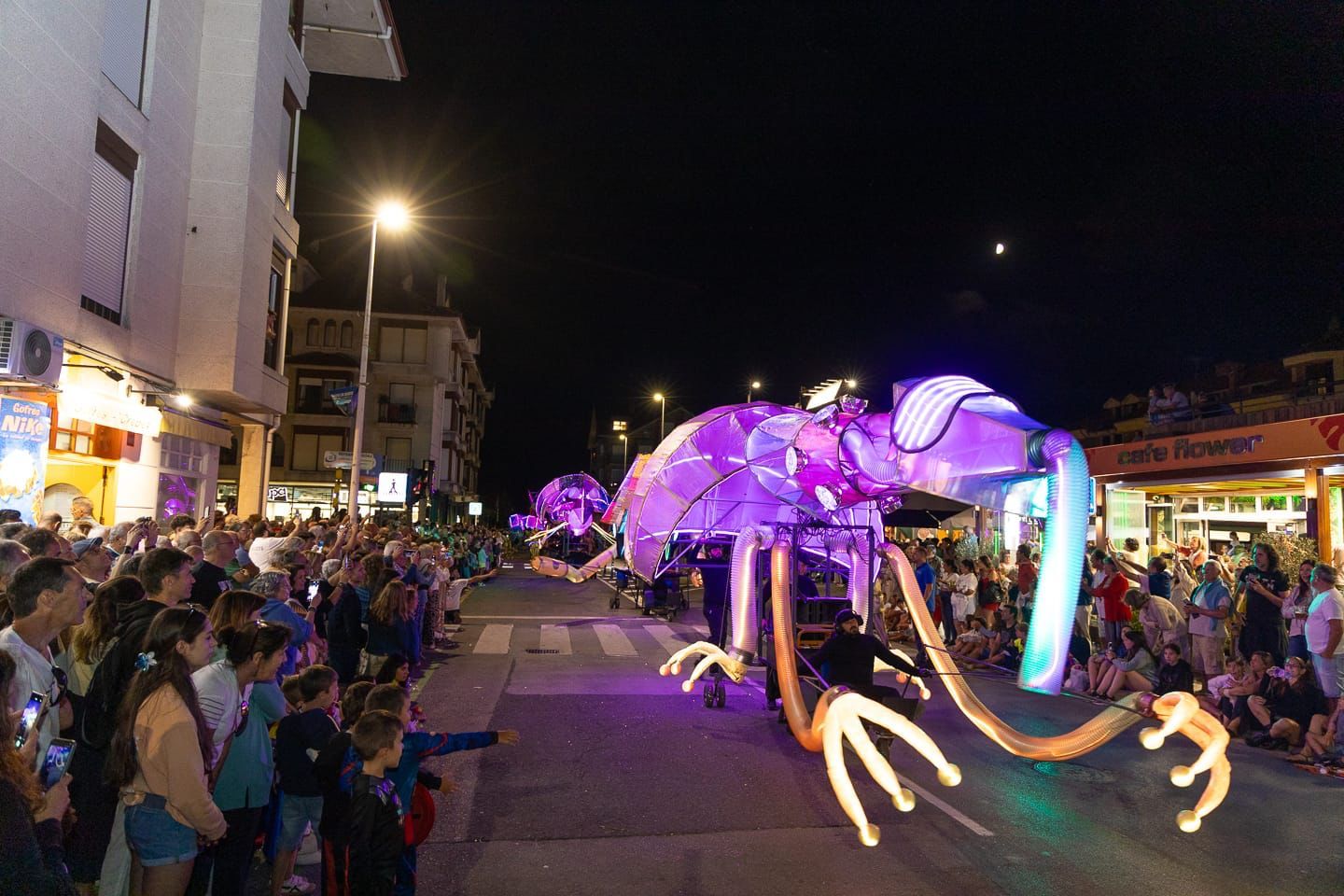 Unas grandes figuras luminosas animaron el espectáculo