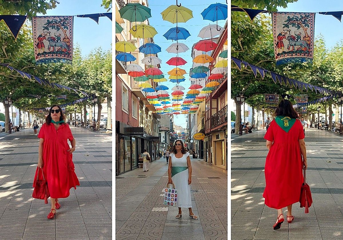 Maribel Cabo luce el pañuelo de La Patrona durante las fiestas de Torrelavega.
