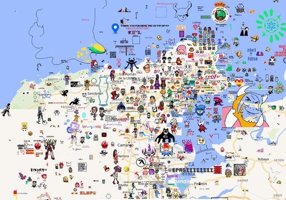 Captura de cómo está Cantabria en WPlace.