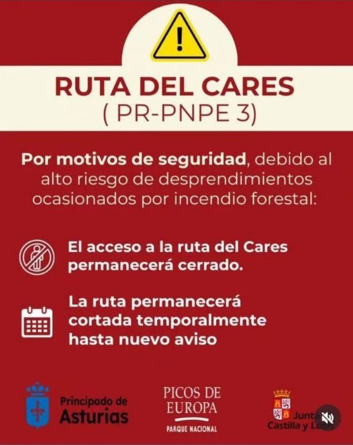 Anuncio del cierre de la ruta.