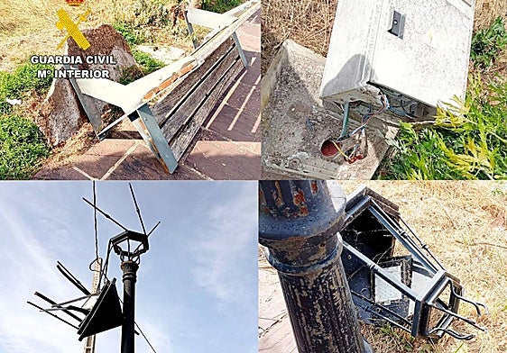 Rompieron farolas y desanclaron del suelo un cuadro eléctrico y un banco.